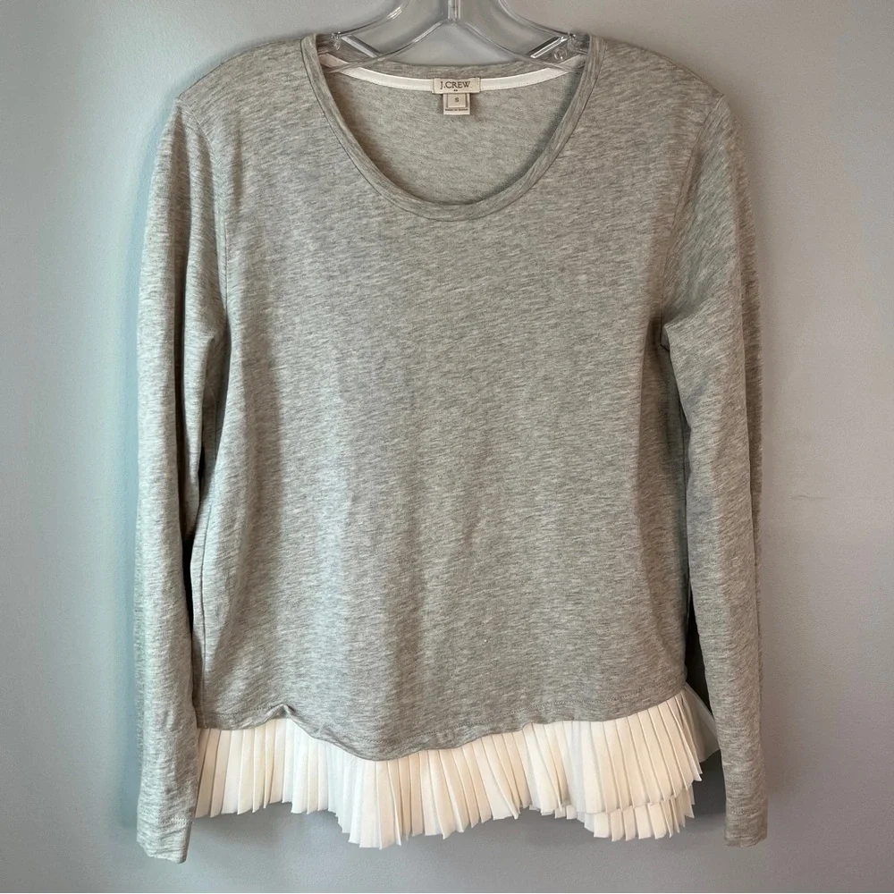 J. Crew Crewneck Sweater with Pleated Fringe Hem